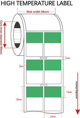 25.4mm*35mm，1mil green water Resistant polyester cable label for cable