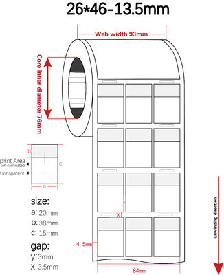 26*46-13.5mm Cable Adhesive Label 1.5mil White Matte Translucent Water Resistant Vinyl Cable Label