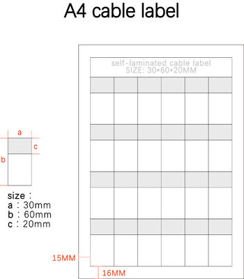 30x60-20mm 2mil A4 White Matte Translucent Water Resistant Vinyl Cable Label