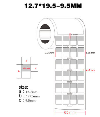 12.7x19.5-9.5mm Self Adhesive Cable Labels 2mil White Matte Translucent Water Resistant