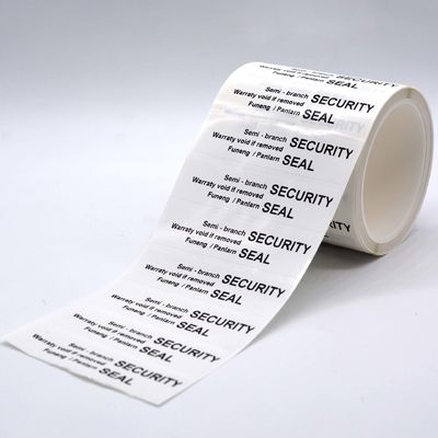70um 1mil Gloss White Semi Transfer Tamper Evident Label Stiker For VOID